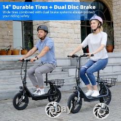 Adult Electric Scooter with Seat 750W 30 Miles Range Commuter Folding E-Scooter\
