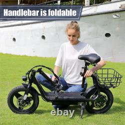 Adult Electric Scooter with Seat 750W 30 Miles Range Commuter Folding E-Scooter\