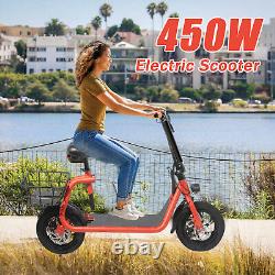 Adult Folding Electric Scooter Electric Bike Moped Commuter Outdoor Red withSeat