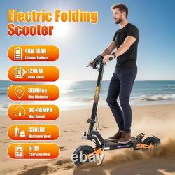 Adults Electric Scooter Folding Single Motor 1200W 48V 18AH 11 Road Tires 40MPH