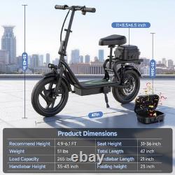 Adults Electric Scooter Peak 750W Peak Motor 48V 10.4ah 28Miles 14 Tire with Seat