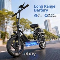 Adults Electric Scooter Peak 750W Peak Motor 48V 10.4ah 28Miles 14 Tire with Seat