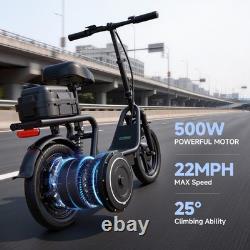 Adults Electric Scooter Peak 750W Peak Motor 48V 10.4ah 28Miles 14 Tire with Seat
