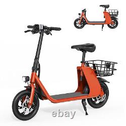 Adults Electric Scooter with Seat Basket 450W Foldable E-Scooter City Commuting