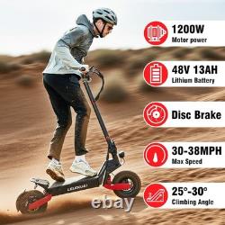Adults Folding Electric Scooter Single Motor 1200W 48V 13AH 11 Road Tires 38MPH