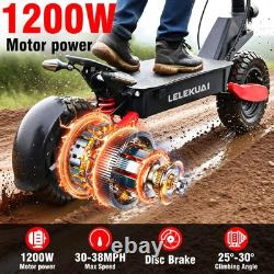Adults Folding Electric Scooter Single Motor 1200W 48V 13AH 11 Road Tires 38MPH