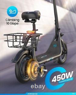 C1 Folding Electric Scooter with Seat&Basket 450W up to 22 Miles Range Commuting