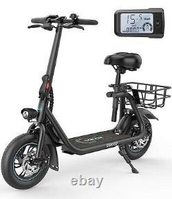 C1 Folding Electric Scooter with Seat&Basket 450W up to 22 Miles Range Commuting