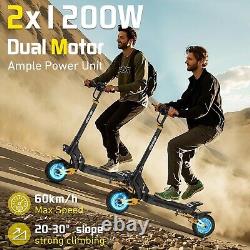 Dual Motor Off-Road Electric Scooter for Adults 34 mph Max Speed 2400W Motor