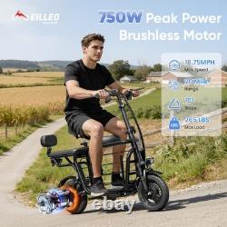 EILLEO Electric Scooter Seat for Adults 750W Motor 18.75mph 20Mile With Pet Basket