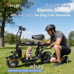 EILLEO Electric Scooter Seat for Adults 750W Motor 18.75mph 20Mile With Pet Basket
