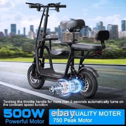 EILLEO Electric Scooter With Seat 48V for Adult 500W Max Motor 17.4MPH 20 Miles