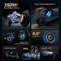 Electric Scooter 350W Powerful Motor 8.5 Solid Tires 20Mph 17 Miles Range