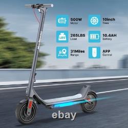 Electric Scooter Adult 500W Range 10? Tire E-Scooter 31 Miles 25km/h Speed & APP