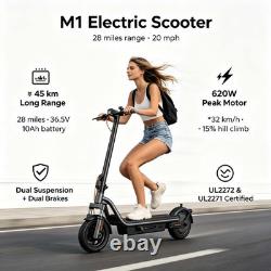 Electric Scooter Adult 620W Motor 28 Miles Long Range E Scooters Dual Suspension
