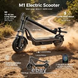 Electric Scooter Adult 620W Motor 28 Miles Long Range E Scooters Dual Suspension