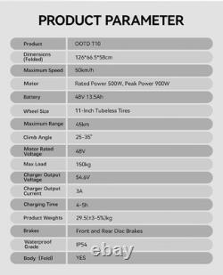 Electric Scooter Adult Folding E-Scooter 900W Motor 11 Inch Off Road EScooter