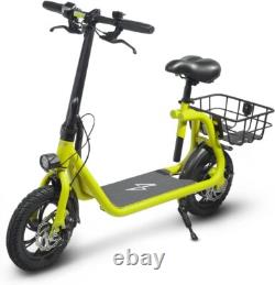 Electric Scooter Adult with Soft Padded Seat Wide Deck Urban Commuter Yellow