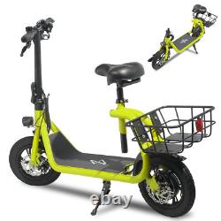 Electric Scooter Adult with Soft Padded Seat Wide Deck Urban Commuter Yellow