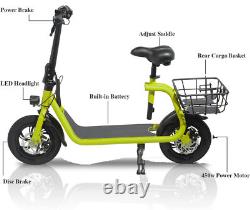 Electric Scooter Adult with Soft Padded Seat Wide Deck Urban Commuter Yellow