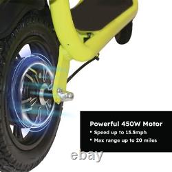 Electric Scooter Adult with Soft Padded Seat Wide Deck Urban Commuter Yellow
