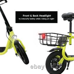 Electric Scooter Adult with Soft Padded Seat Wide Deck Urban Commuter Yellow
