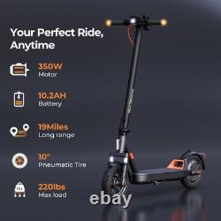 Electric Scooter Adults, 19 Miles Range, 10 Tires, Commuter, APP & Shock Absorber