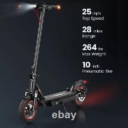 Electric Scooter Adults 650W 25MPH Speed 45KM Range 10''Tire Foldable E-Scooter