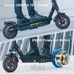 Electric Scooter Adults 650W 25MPH Speed 45KM Range 10''Tire Foldable E-Scooter