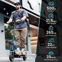 Electric Scooter Adults Peak 500W Motor, 10 Ihch Solid Tires, 22MPH Top Speed