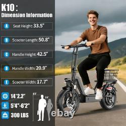 Electric Scooter Adults withSeat 1000W 45 Miles Range 25MPH 14 Foldable E-Scooter