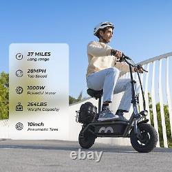 Electric Scooter With Seat 1000W 28MPH Adjustable E-Scooter 37 Miles Long Range