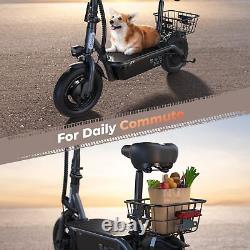 Electric Scooter With Seat 1000W 28MPH Adjustable E-Scooter 37 Miles Long Range