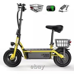 Electric Scooter With Seat Basket Adult 500W E Scooter Soft Tire Max Speed 19MPH