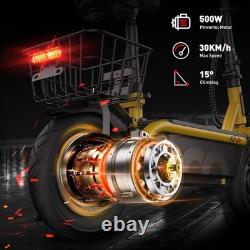 Electric Scooter With Seat Basket Adult 500W E Scooter Soft Tire Max Speed 19MPH