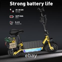 Electric Scooter With Seat Basket Adult 500W E Scooter Soft Tire Max Speed 19MPH