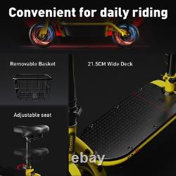 Electric Scooter With Seat Basket Adult 500W E Scooter Soft Tire Max Speed 19MPH
