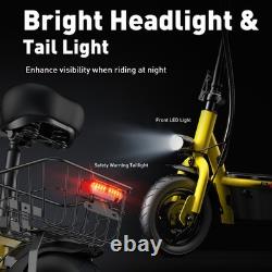 Electric Scooter With Seat Basket Adult 500W E Scooter Soft Tire Max Speed 19MPH