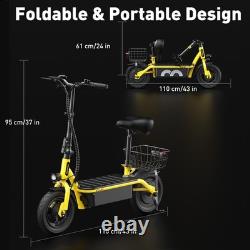 Electric Scooter With Seat Basket Adult 500W E Scooter Soft Tire Max Speed 19MPH