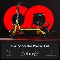 Electric Scooter With Seat Basket Adult 500W E Scooter Soft Tire Max Speed 19MPH