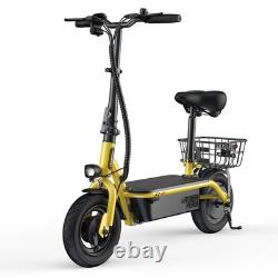 Electric Scooter With Seat Basket Adult 500W E Scooter Soft Tire Max Speed 19MPH