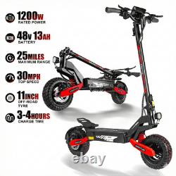 Electric Scooter for Adults 1200W 30MPH 25Mi Range 11in Tubeless Tires Off-Road