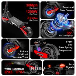 Electric Scooter for Adults 1200W 30MPH 25Mile Foldable Offroad Fast E-scooter