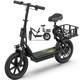 Electric Scooter for Adults, 14INCH ESCOOTER with Seat Luggage Basket 27/50miles