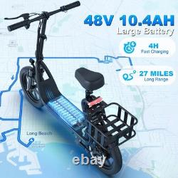 Electric Scooter for Adults, 14INCH ESCOOTER with Seat Luggage Basket 27/50miles