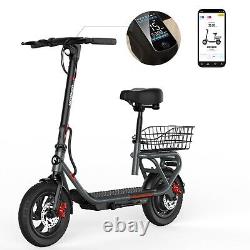 Electric Scooter for Adults Foldable Scooter with Seat & Carry Basket 15MPH