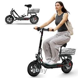 Electric Scooter for Adults Foldable Scooter with Seat & Carry Basket 15MPH