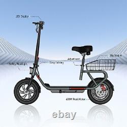 Electric Scooter for Adults Foldable Scooter with Seat & Carry Basket 15MPH