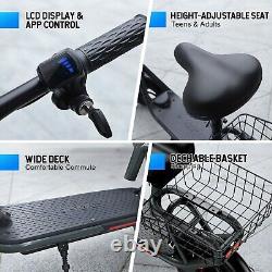Electric Scooter for Adults Foldable Scooter with Seat & Carry Basket 15MPH