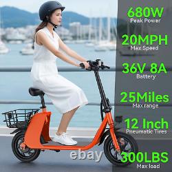 Electric Scooter for Adults Foldable Scooter with Seat & Carry Basket 680W P